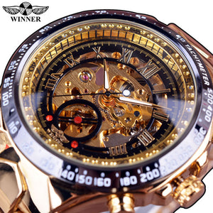 Winner Design Bezel Golden Mens Watch