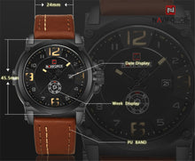 Load image into Gallery viewer, Naviforce Military Sport Men&#39;s Leather Watch