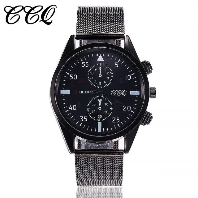 CCQ  Men's Stainless Steel Analog Quartz Wristwatch