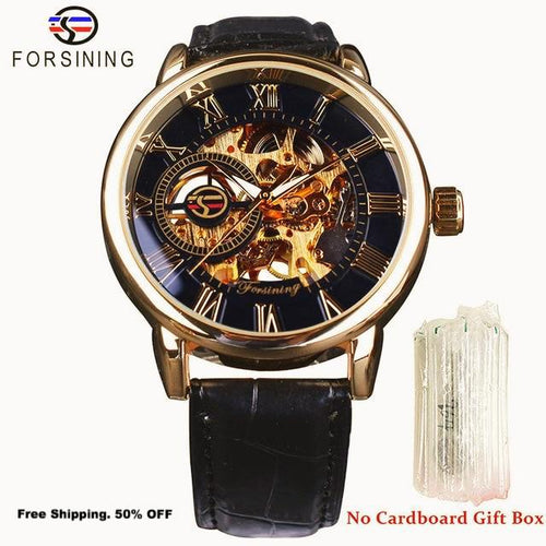 Forsining 3d Design Gold Watch