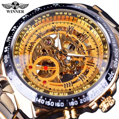 Winner Design Bezel Golden Mens Watch