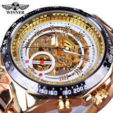 Load image into Gallery viewer, Winner Design Bezel Golden Mens Watch