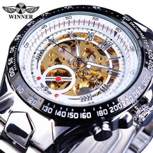 Load image into Gallery viewer, Winner Design Bezel Golden Mens Watch