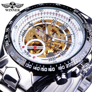 Winner Design Bezel Golden Mens Watch