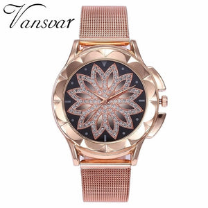 Rose Gold Women's Flower Watch