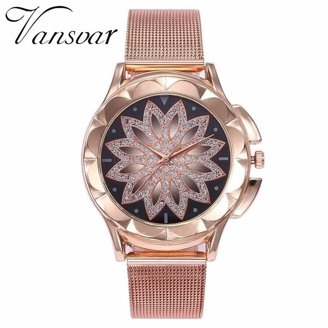 Rose Gold Women's Flower Watch