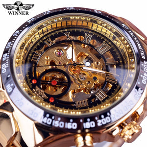 Winner Design Bezel Golden Mens Watch