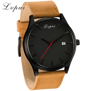 Military Quartz Men Watch Leather